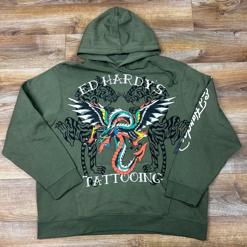 $70 ED HARDY Graphic Hoodie Men’s Size XXL NWT